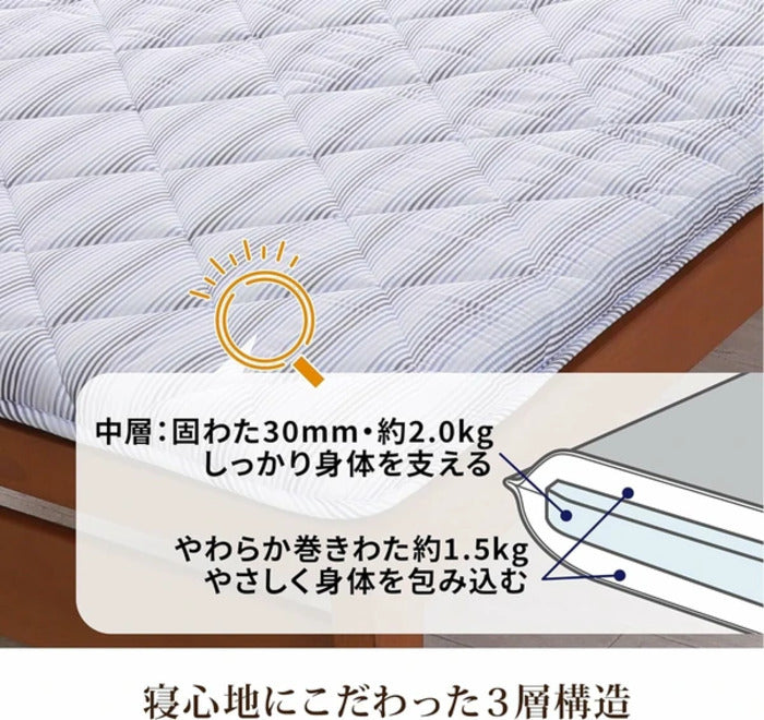 西川 軽量合繊3層固わた敷き布団 シングル KI3052 nis-12395538s1の画像