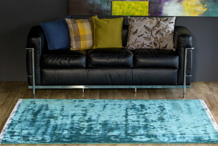 ハンドルーム コットン&ヴィスコース DYNASTY BORDER ベージュ グレー テールターコイズ パープル 140x200cm rgm-r-dynastyborder-200の画像