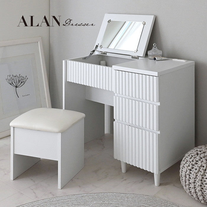 ALAN アラン ドレッサー 80cm幅 ホワイト W800 ×D395 ×H700 mm sat-aln70-80dの画像