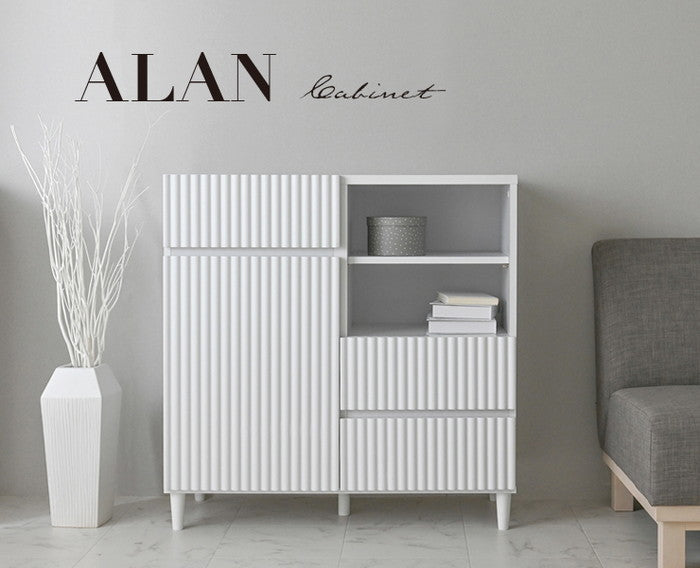 ALAN アラン キャビネット 89cm幅 ホワイト W886×D398×H901mm sat-aln90-90cの画像