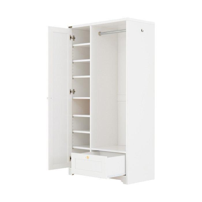 ANRI アンリ ハンガーラック ミラー付き・80cm幅 ホワイト W800×D400×H1500mm sat-an150-80hの画像