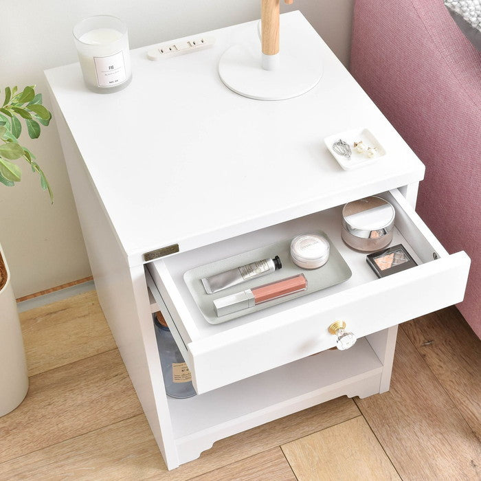 ANRI アンリ サイドテーブル ナイトテーブル 40cm幅 ホワイト W400×D400×H500mm sat-an50-40tの画像