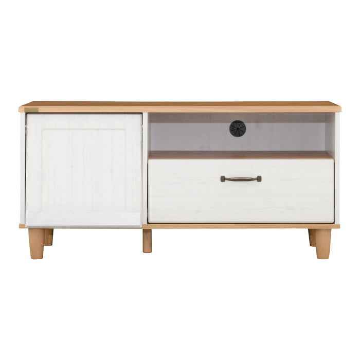 BILY バイリー テレビ台 ローボード 100cm幅 ホワイト×ナチュラル W1000×D400×H480mm sat-by48-100lの画像