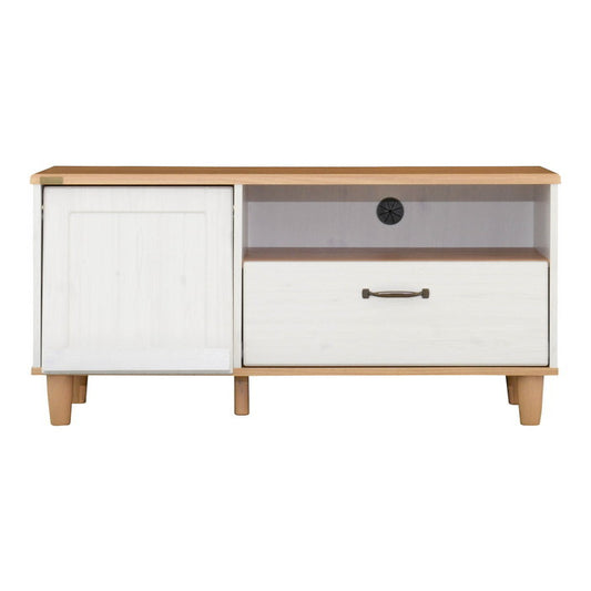 BILY バイリー テレビ台 ローボード 100cm幅 ホワイト×ナチュラル W1000×D400×H480mm sat-by48-100lの画像