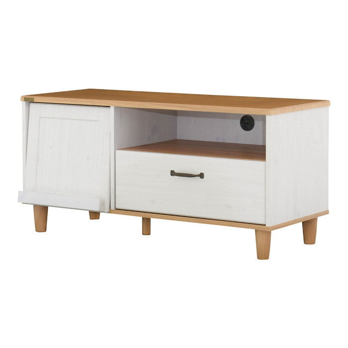 BILY バイリー テレビ台 ローボード 100cm幅 ホワイト×ナチュラル W1000×D400×H480mm sat-by48-100lの画像