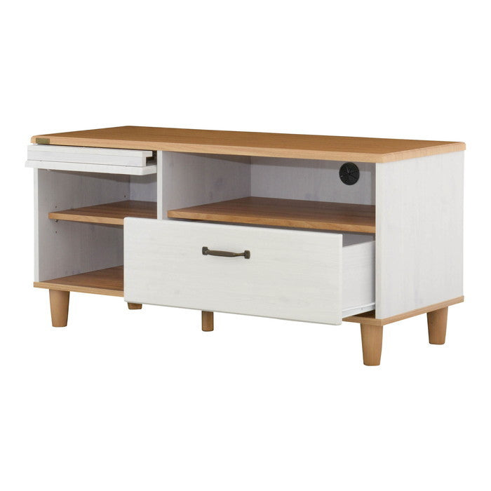 BILY バイリー テレビ台 ローボード 100cm幅 ホワイト×ナチュラル W1000×D400×H480mm sat-by48-100lの画像