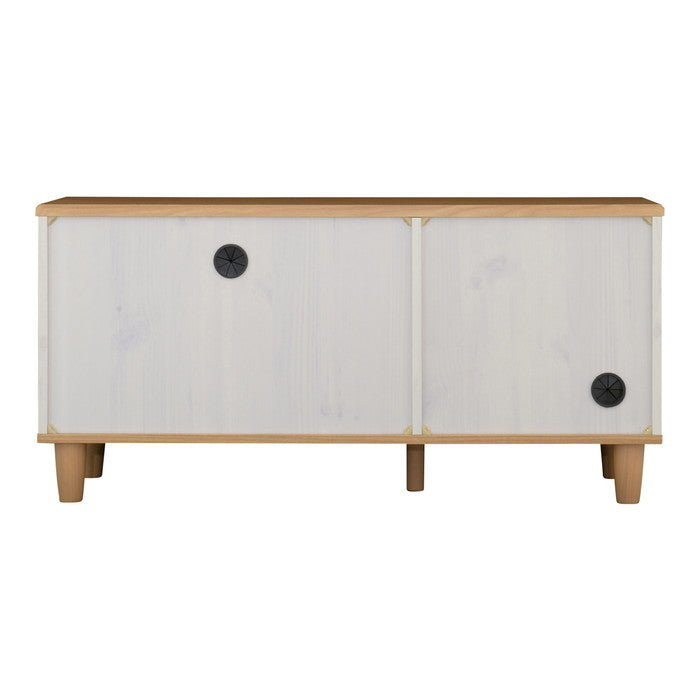 BILY バイリー テレビ台 ローボード 100cm幅 ホワイト×ナチュラル W1000×D400×H480mm sat-by48-100lの画像