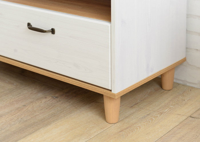 BILY バイリー テレビ台 ローボード 100cm幅 ホワイト×ナチュラル W1000×D400×H480mm sat-by48-100lの画像