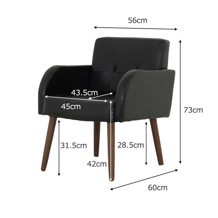 DELICE デリース ダイニングチェアー 56cm幅 座面：ブラック／ 脚：ブラウン W560×D600×H730mm sat-dl7260の画像