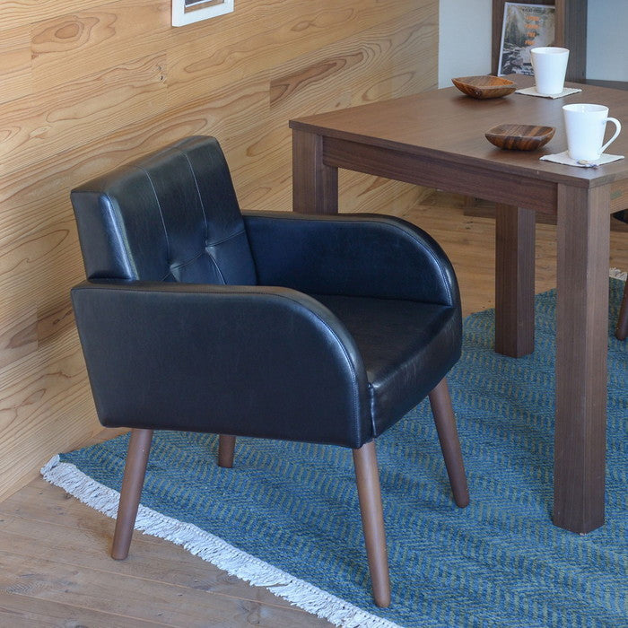 DELICE デリース ダイニングチェアー 56cm幅 座面：ブラック／ 脚：ブラウン W560×D600×H730mm sat-dl7260の画像