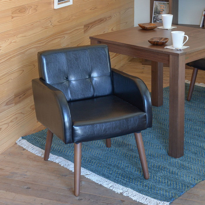 DELICE デリース ダイニングチェアー 56cm幅 座面：ブラック／ 脚：ブラウン W560×D600×H730mm sat-dl7260の画像