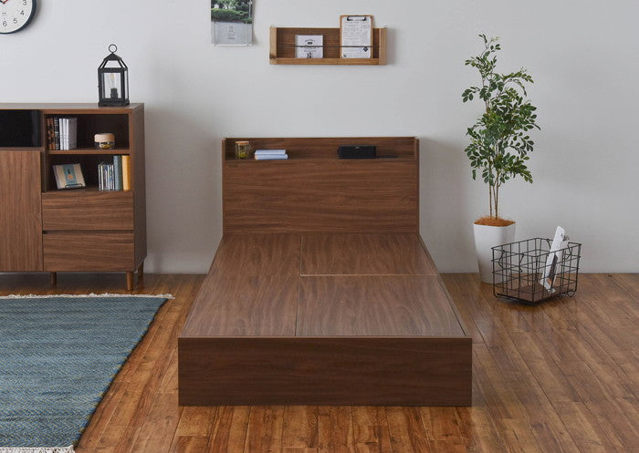 EMICA エミカ 収納付きベッド 引出し2杯／ロータイプ ブラウン W2147×D1000×H717mm sat-emica100sの画像