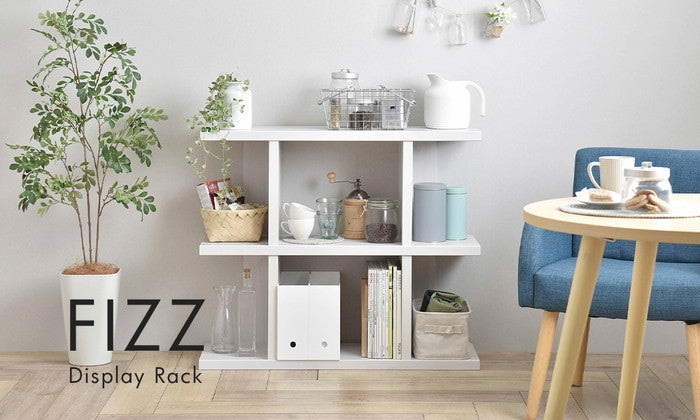 Fizz フィズ シェルフ ロータイプ90cm幅 ホワイト ブラウン グレーナチュラル W900×D307×H765mm sat-fz80-90の画像