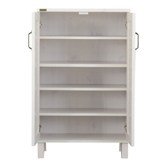 GENKA ジェンカ シューズ＆ストッカー 60cm幅 ホワイト ブラウン グレーナチュラル W580×D350×H935mm sat-gk95-60の画像