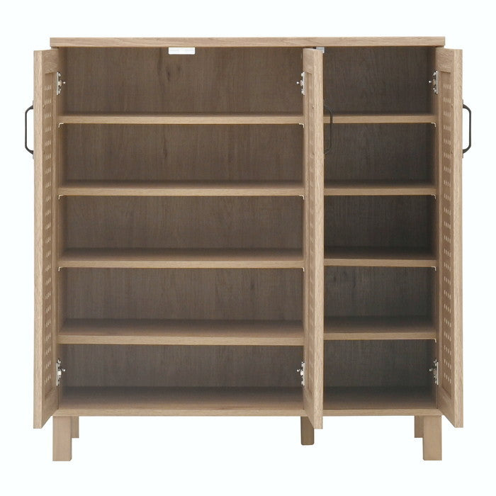 GENKA ジェンカ シューズ＆ストッカー 90cm幅 ホワイト ブラウン グレーナチュラル W869×D350×H935mmg sat-gk95-90の画像