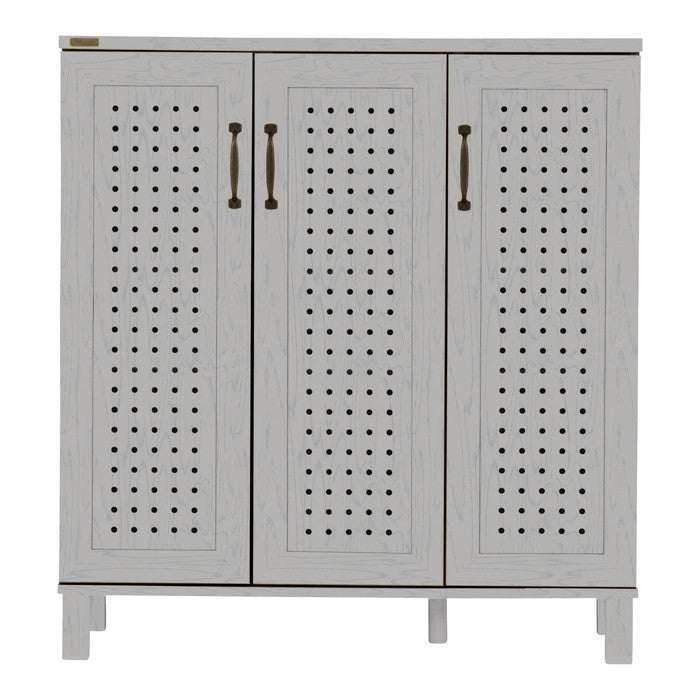 GENKA ジェンカ シューズ＆ストッカー 90cm幅 ホワイト ブラウン グレーナチュラル W869×D350×H935mmg sat-gk95-90の画像