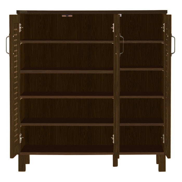 GENKA ジェンカ シューズ＆ストッカー 90cm幅 ホワイト ブラウン グレーナチュラル W869×D350×H935mmg sat-gk95-90の画像