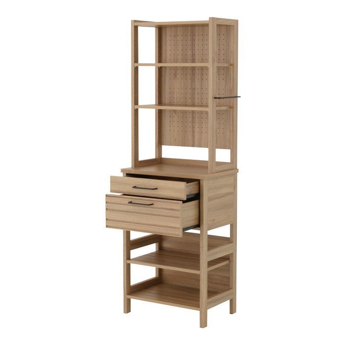 LAFIKA ラフィカ キッチンラック ハイタイプ・60cm幅 ホワイト オークナチュラル ナチュラル グレーナチュラル W600×D400×H1800mm sat-lf180-60hcの画像