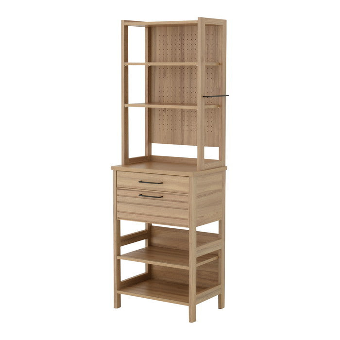 LAFIKA ラフィカ キッチンラック ハイタイプ・60cm幅 ホワイト オークナチュラル ナチュラル グレーナチュラル W600×D400×H1800mm sat-lf180-60hcの画像