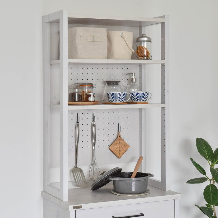 LAFIKA ラフィカ キッチンラック ハイタイプ・60cm幅 ホワイト オークナチュラル ナチュラル グレーナチュラル W600×D400×H1800mm sat-lf180-60hcの画像