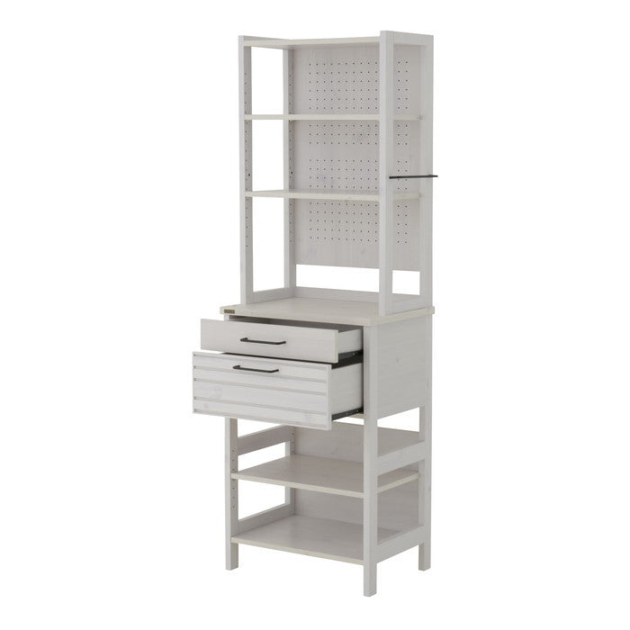 LAFIKA ラフィカ キッチンラック ハイタイプ・60cm幅 ホワイト オークナチュラル ナチュラル グレーナチュラル W600×D400×H1800mm sat-lf180-60hcの画像