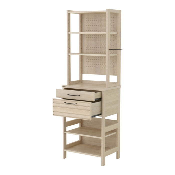 LAFIKA ラフィカ キッチンラック ハイタイプ・60cm幅 ホワイト オークナチュラル ナチュラル グレーナチュラル W600×D400×H1800mm sat-lf180-60hcの画像