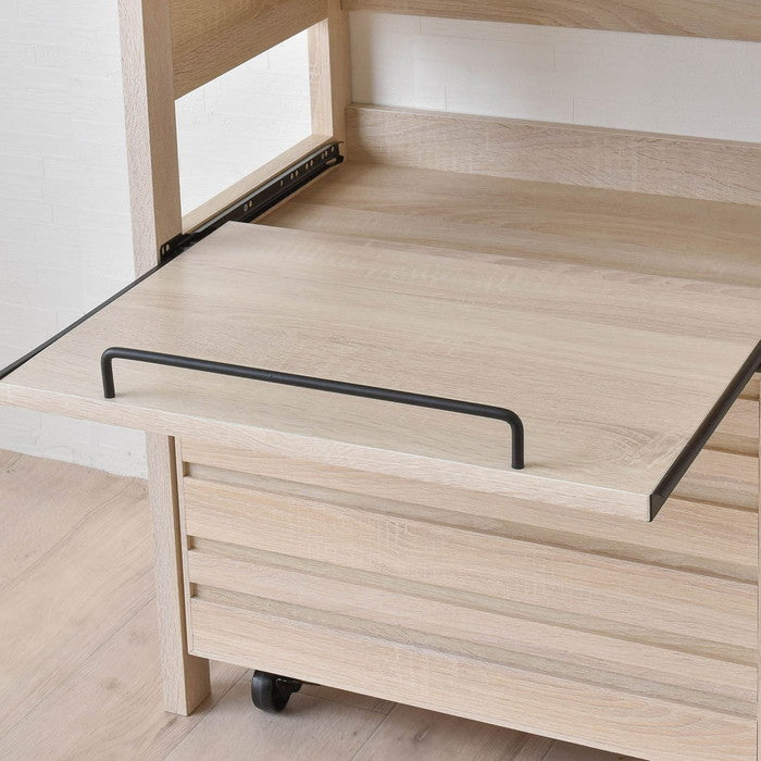 LAFIKA ラフィカ レンジボード レンジ台 レンジラック ハイタイプ・60cm幅 ホワイト オークナチュラル グレーナチュラル W600×D400×H1800mm sat-lf180-60lcの画像