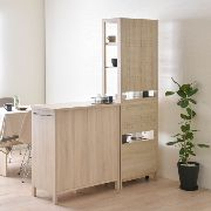 LAFIKA ラフィカ レンジボード レンジ台 レンジラック ハイタイプ・60cm幅 ホワイト オークナチュラル グレーナチュラル W600×D400×H1800mm sat-lf180-60lcの画像