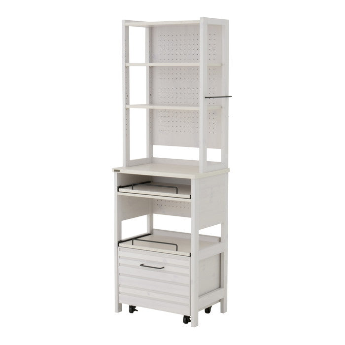 LAFIKA ラフィカ レンジボード レンジ台 レンジラック ハイタイプ・60cm幅 ホワイト オークナチュラル グレーナチュラル W600×D400×H1800mm sat-lf180-60lcの画像