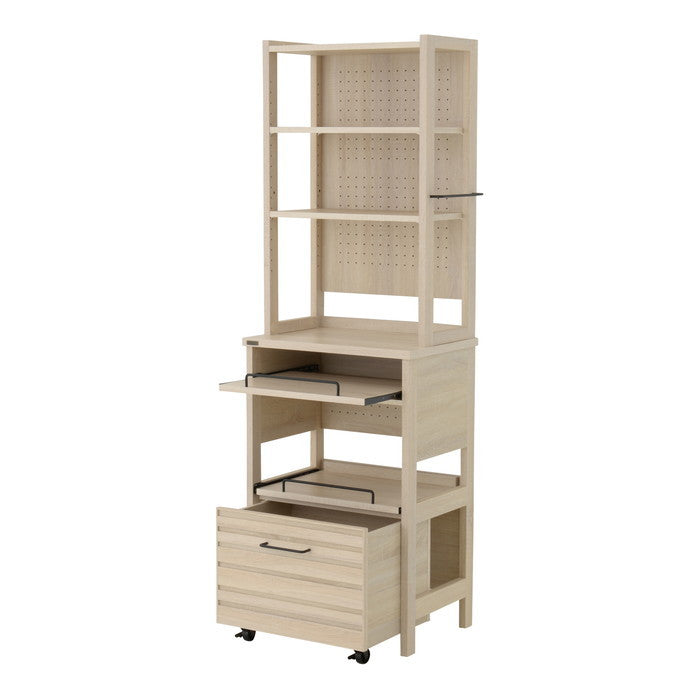 LAFIKA ラフィカ レンジボード レンジ台 レンジラック ハイタイプ・60cm幅 ホワイト オークナチュラル グレーナチュラル W600×D400×H1800mm sat-lf180-60lcの画像