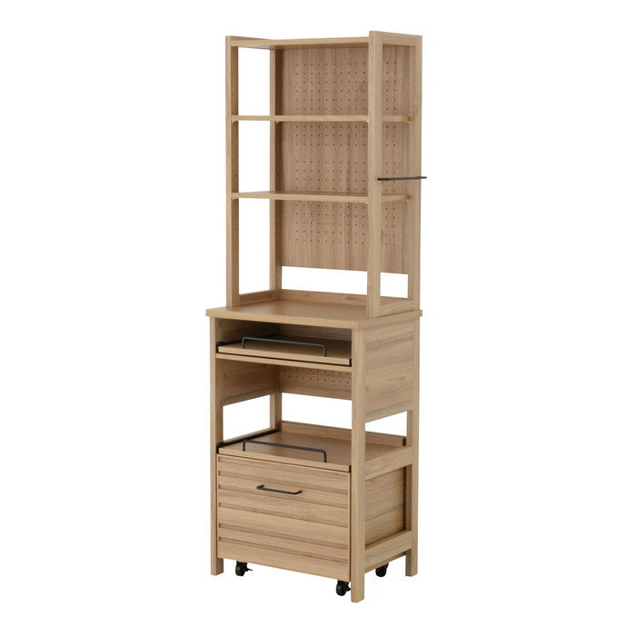 LAFIKA ラフィカ レンジボード レンジ台 レンジラック ハイタイプ・60cm幅 ホワイト オークナチュラル グレーナチュラル W600×D400×H1800mm sat-lf180-60lcの画像