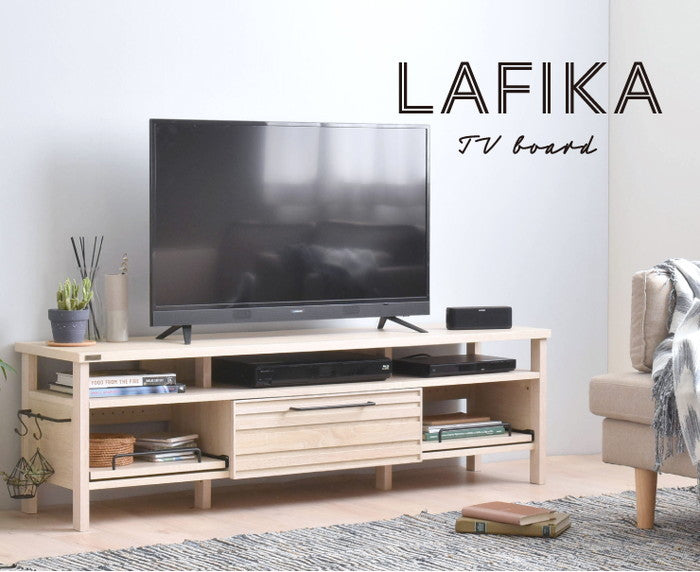 LAFIKA ラフィカ テレビ台 TV台 ローボード テレビボード 150cm幅 ホワイト オークナチュラル グレーナチュラル W1500×D400×H450mm sat-lf45-150lの画像