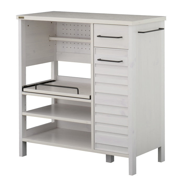 LAFIKA ラフィカ レンジボード レンジ台 レンジラック ロータイプ・85.4cm幅 ホワイト オークナチュラル グレーナチュラル W854×D400×H900mm sat-lf90-90lの画像