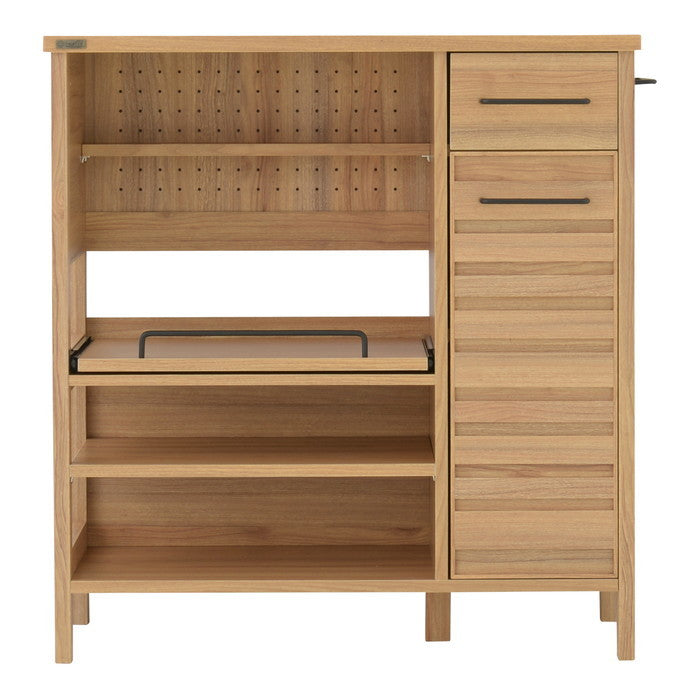 LAFIKA ラフィカ レンジボード レンジ台 レンジラック ロータイプ・85.4cm幅 ホワイト オークナチュラル グレーナチュラル W854×D400×H900mm sat-lf90-90lの画像