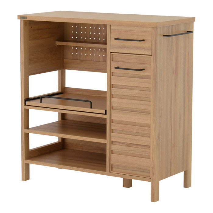 LAFIKA ラフィカ レンジボード レンジ台 レンジラック ロータイプ・85.4cm幅 ホワイト オークナチュラル グレーナチュラル W854×D400×H900mm sat-lf90-90lの画像