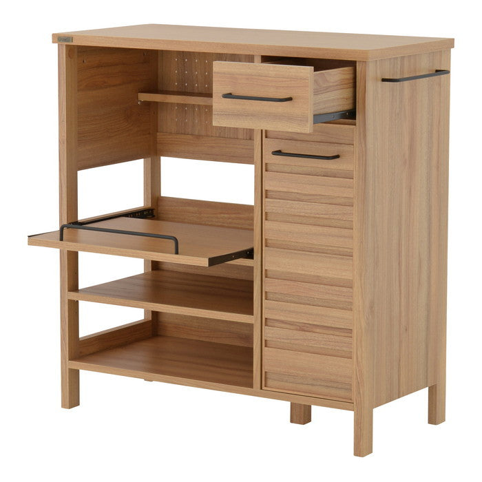 LAFIKA ラフィカ レンジボード レンジ台 レンジラック ロータイプ・85.4cm幅 ホワイト オークナチュラル グレーナチュラル W854×D400×H900mm sat-lf90-90lの画像