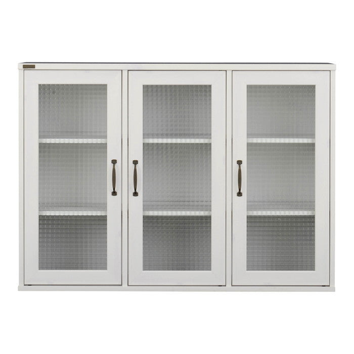 NEFLAS ネフラス ガラスキャビネット 120cm幅 ホワイト W1114.5×D300×H800mm sat-nf80-120gの画像