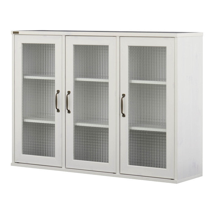 NEFLAS ネフラス ガラスキャビネット 120cm幅 ホワイト W1114.5×D300×H800mm sat-nf80-120gの画像