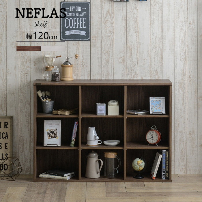NEFLAS ネフラス オープンシェルフ 120cm幅 ホワイト ブラウン W1114.5×D300×H800mm sat-nf80-120opの画像