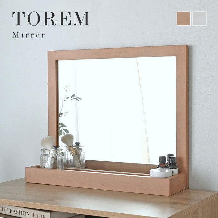 TOREM トレム ミラー ホワイト グレーナチュラル W524×D151×H450mm sat-tr55mrの画像
