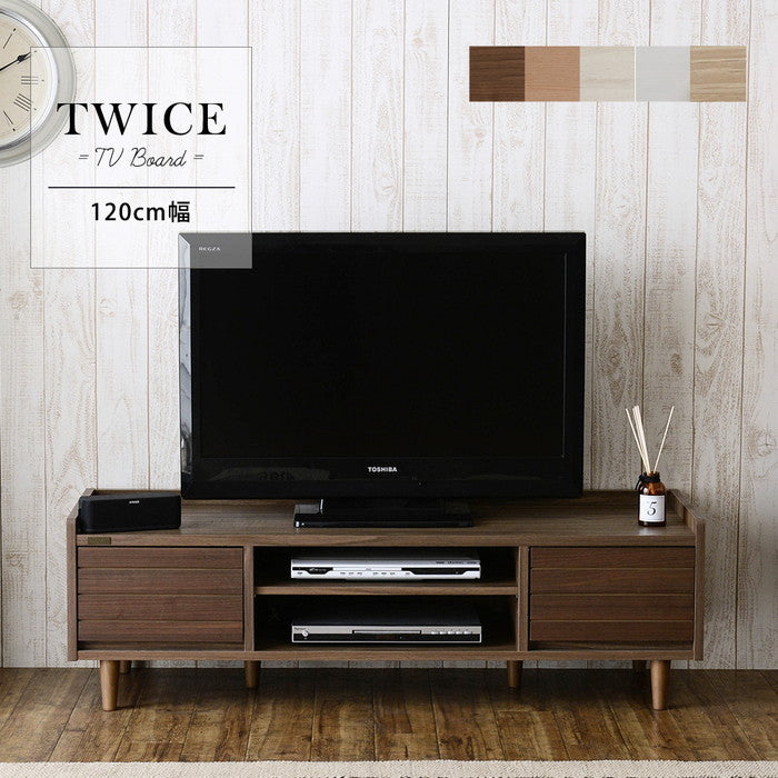 TWICE トワイス テレビ台 TV台 ローボード テレビボード 120cm幅 ブラウン グレーナチュラル オークナチュラル ホワイト W1200×D398×H372mm sat-tw37-120lの画像