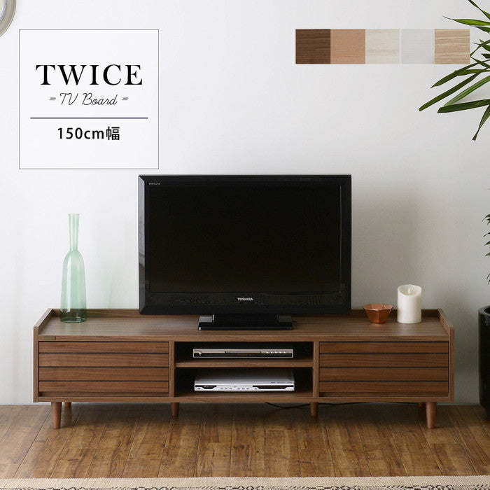TWICE トワイス テレビ台 TV台 ローボード テレビボード 150cm幅 グレーナチュラル ブラウン オークナチュラル ホワイト W1500×D398×H372mm sat-tw37-150lの画像
