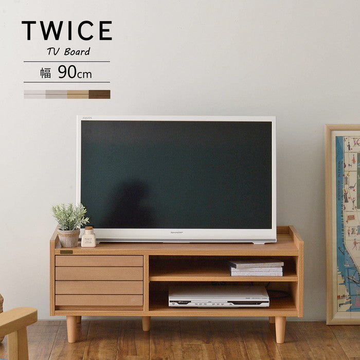 TWICE トワイス テレビ台 TV台 ローボード テレビボード 90cm幅 ホワイト W900×D398×H372mm sat-tw37-90lの画像