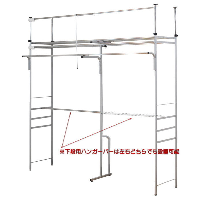 突っ張り式 ハンガーラック 壁面収納 クローゼット フロントハンガー付 幅147〜200cm ツッパリ つっぱり sei-sk-201-sの画像