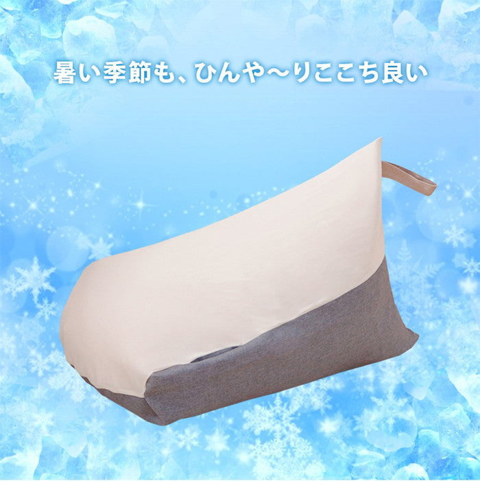 接触冷感 三角ビーズクッションカバー M CTクール D1036aデニム調アッシュグレー アイスグレー sg-10451の画像