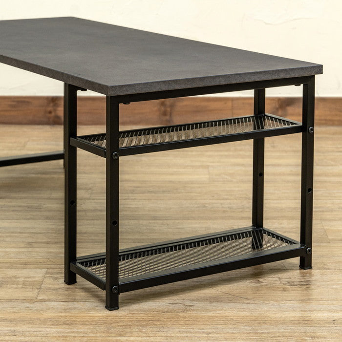 棚付センターテーブル 90×40 ABR/DGR/MWH アンティークブラウン ダークグレー マーブルホワイト sk-cg10の画像