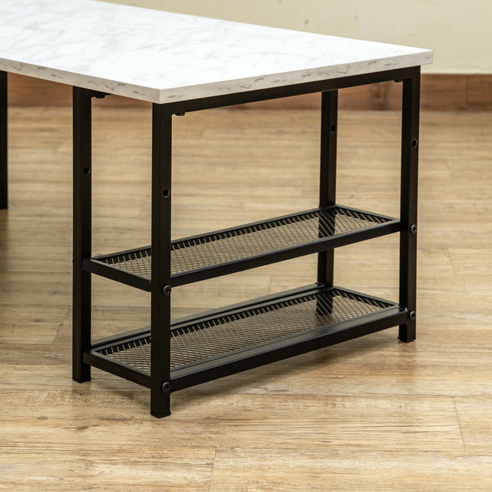 棚付センターテーブル 90×40 ABR/DGR/MWH アンティークブラウン ダークグレー マーブルホワイト sk-cg10の画像