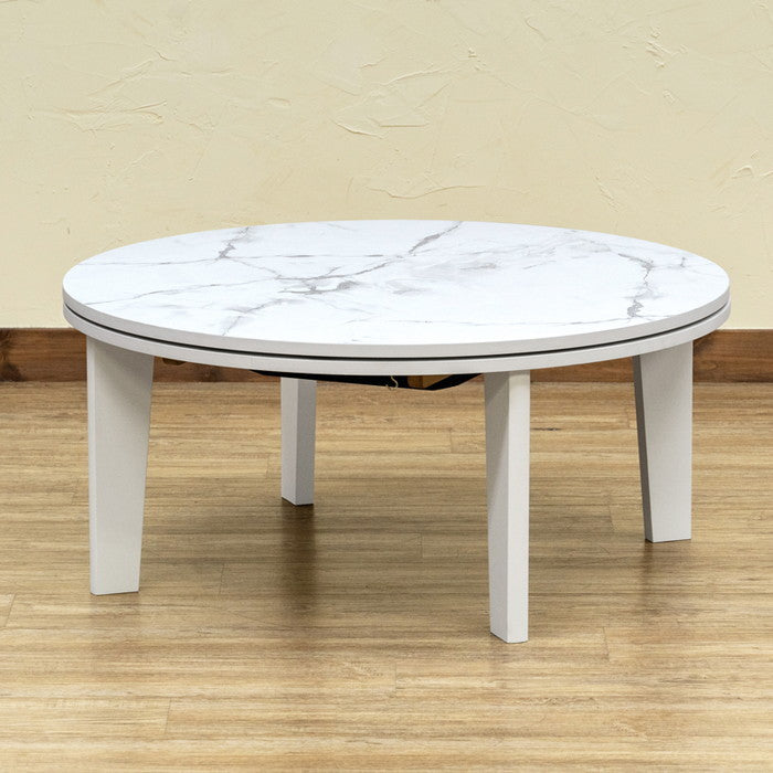 モダンオールシーズン コタツ 80Φ MWH/OAK/VBR マーブルホワイト オーク ヴィンテージブラウン sk-dck08の画像