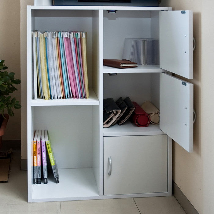 マルチラック 扉付き WAL/WH/CGR ブラック ウォールナット ホワイト コンクリートグレー sk-fb016dの画像