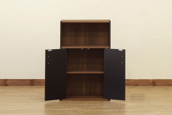 GRANZ 扉付オープンシェルフ BK/WH ブラック ホワイト sk-hmp27の画像